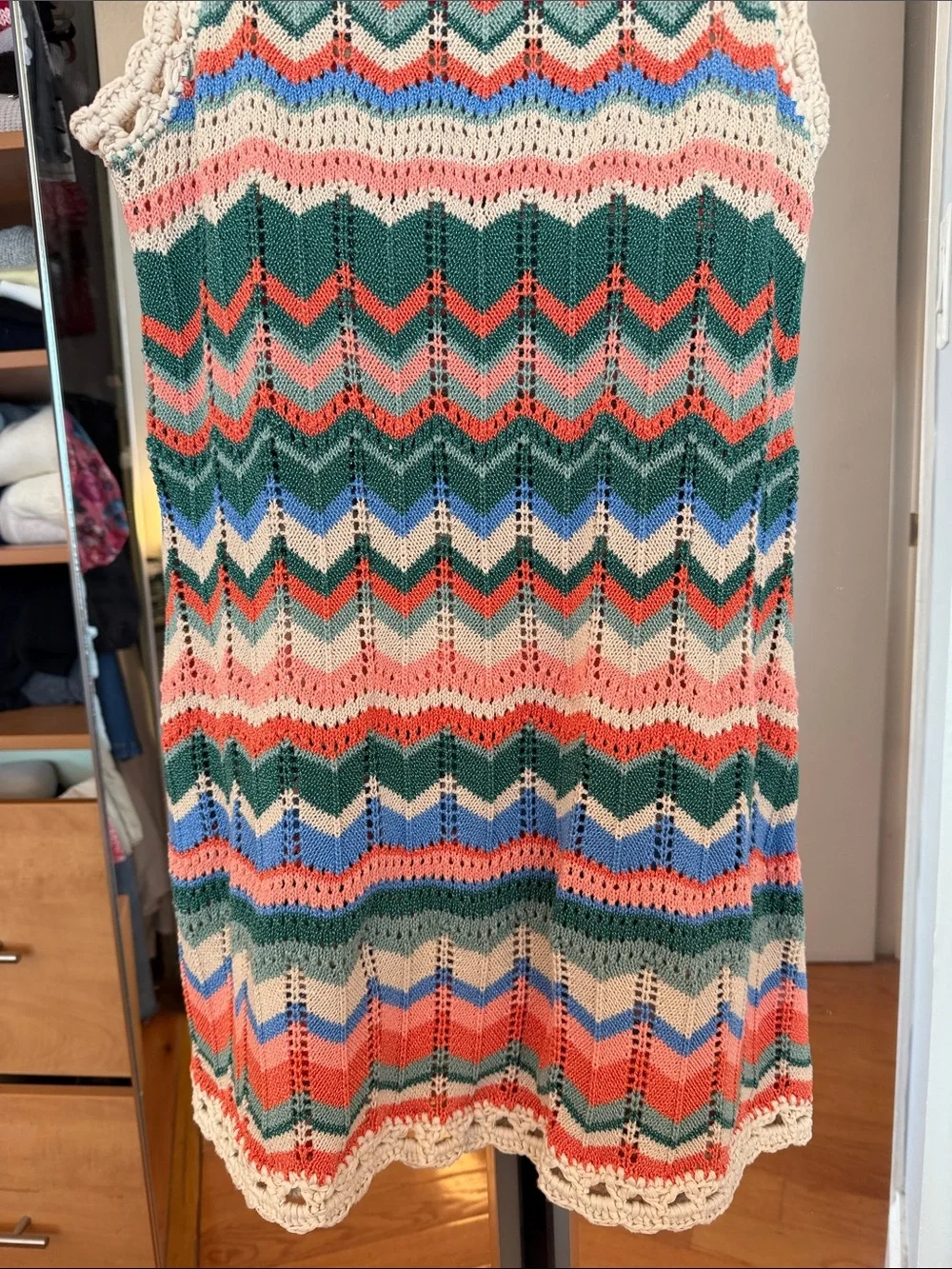 Free People Multicolor Chevron Crochet Mini Dress
